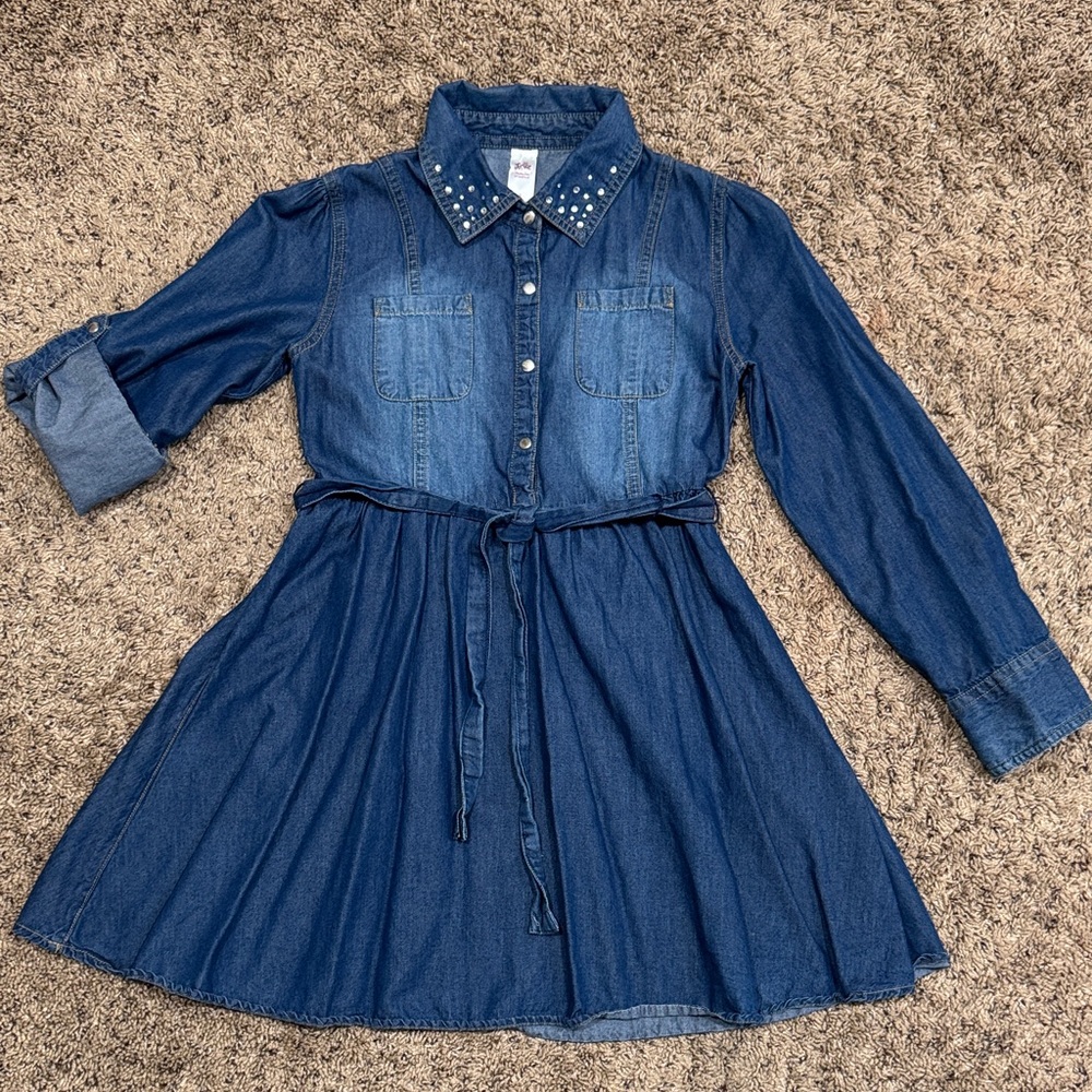 Justice Girl Blue Denim Kids Dress Size 8